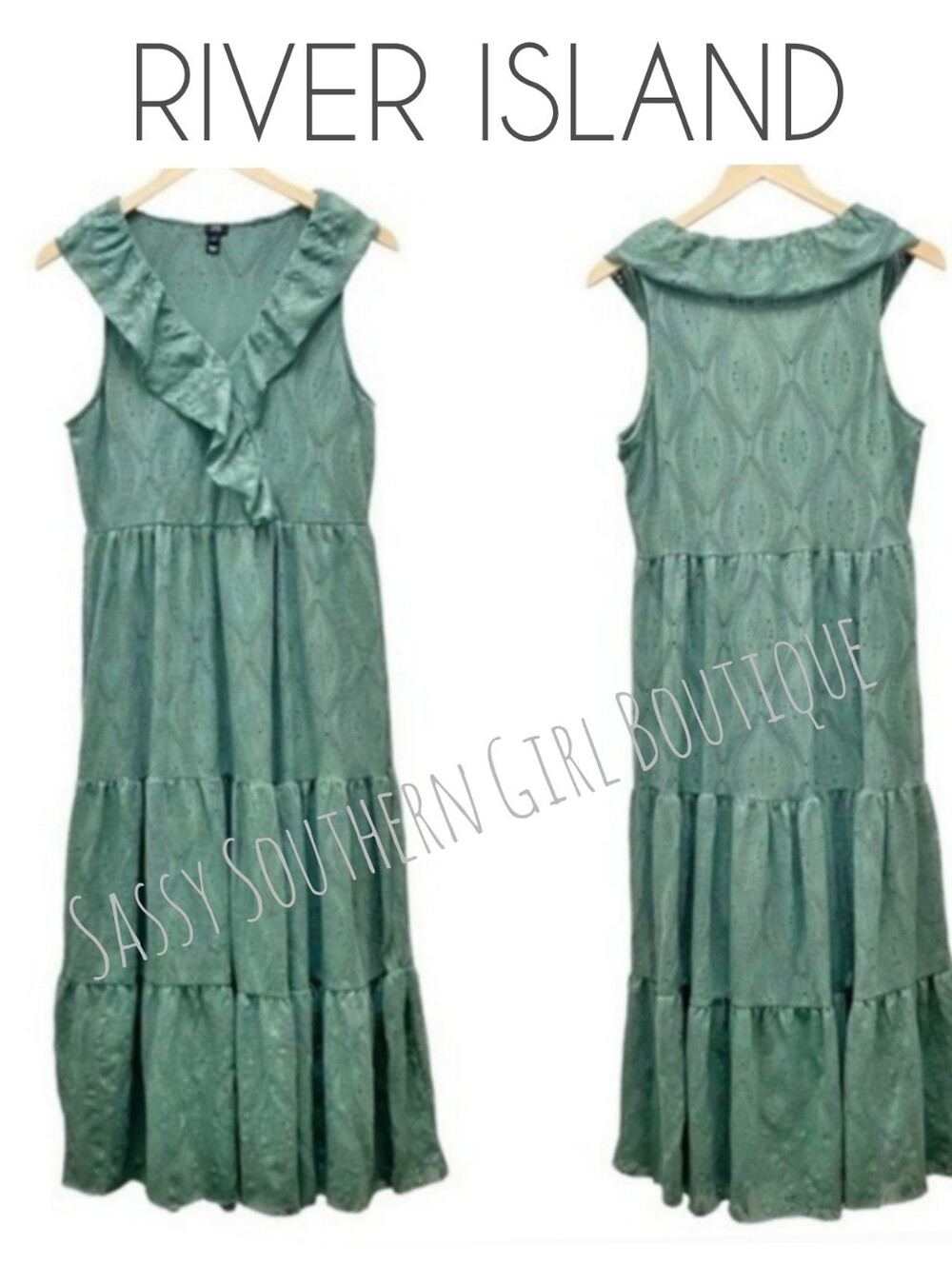 🆕⭐ River Island Sage Green Midi Dress